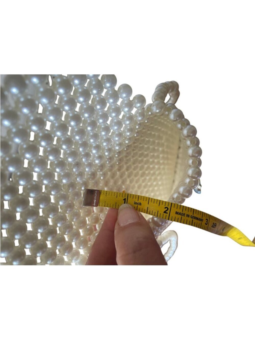 White Pearl Beaded Evening Bag Bridal Clutch & Crossbody Purse Phone Bag - Picture 4 of 10
